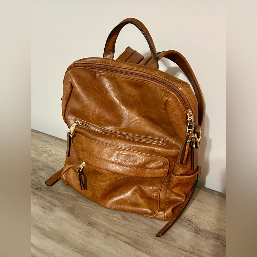 Stylish Brown Leather Mini Backpack - image 1